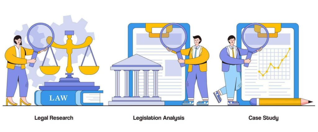 Legal Research Legislation Analysis Case Study Concept With Character Legal Expertise Abstract Illustration Set Vector